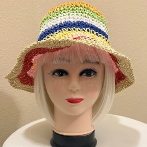 #254. Multicolor Crochet Sun Hat - Rainbow Stripes